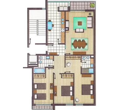 Área Habitação 136 m2 (aprox) - Área Varanda 7 m2 (aprox)